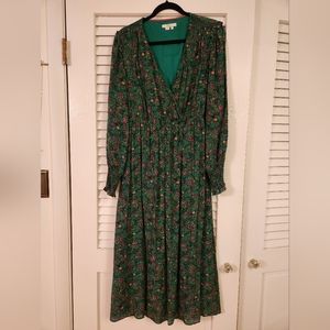 Boden 10R wrap front, long sleeve dress.